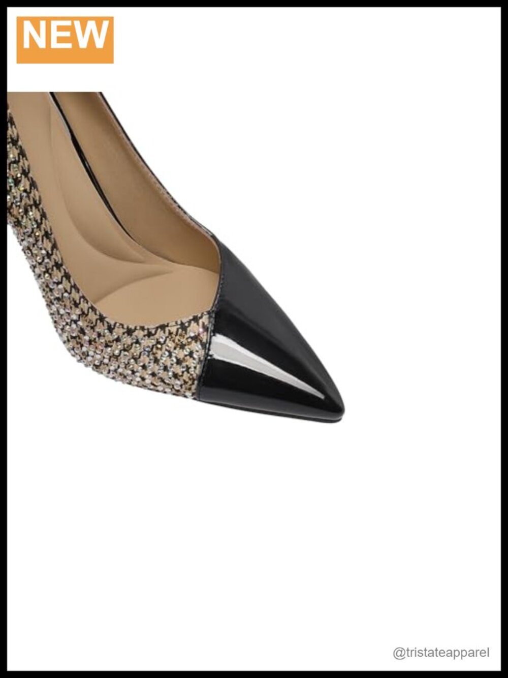 Rhinestone Pointed Toe Stiletto Pumps Faux Leather Dress Heels Wedding Party - Picture 2 of 5